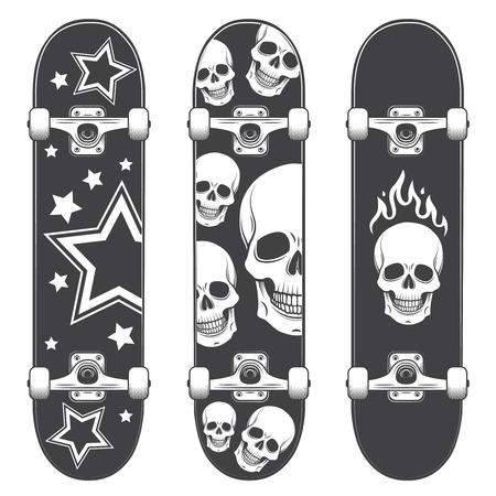 Set of skateboard backgrounds. Skateboard designのイラスト素材