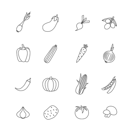 Linear Vegetable Icons Setのイラスト素材