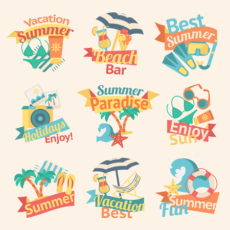 Summer Vacation Labels Setのイラスト素材