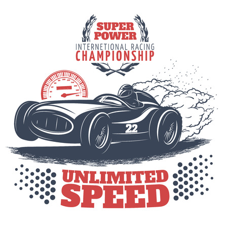 Racing colored print with description of super power international racing championship unlimited speed vector illustrationのイラスト素材