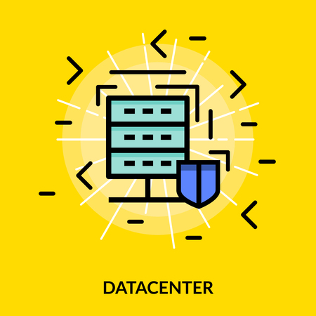 Datacenter colored isolated flat icon in white light on yellow or canary background vector illustrationのイラスト素材