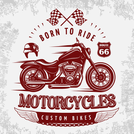 Motorcycle grey poster with vinous bike on road and headline born to ride vector illustrationのイラスト素材