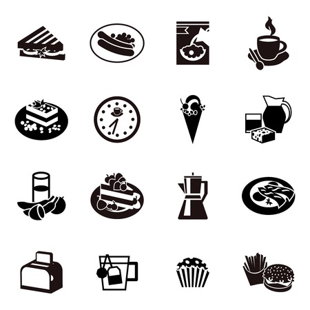 Cereal black isolated icon set meals that people mostly cook and eat for breakfast vector illustrationのイラスト素材