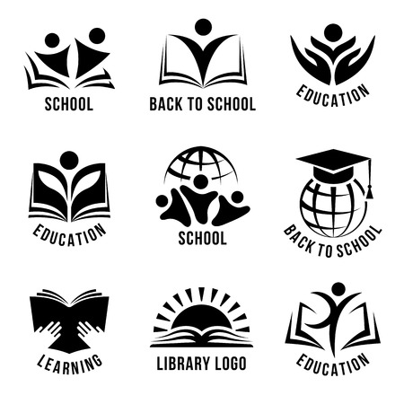 Set of black and white school  isolated vector illustrationのイラスト素材