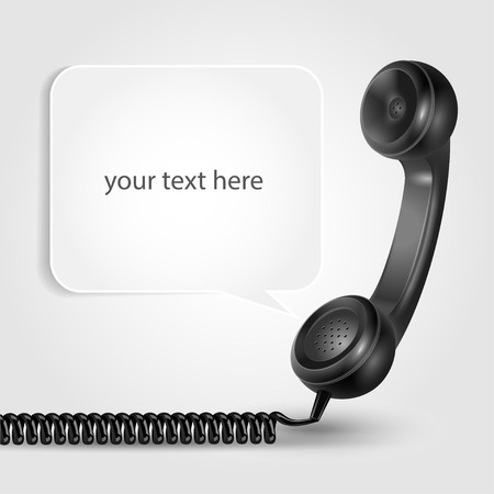 Black realistic handset with shadowed speach bubble and place for text your text here vector illustrationのイラスト素材