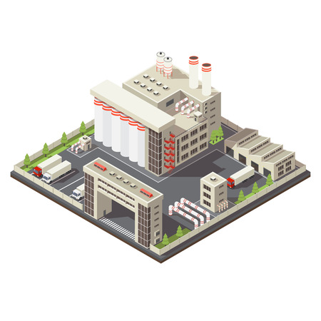 Factory territory isometric square piece of layout for development of a new building for located of factory there illustrationのイラスト素材