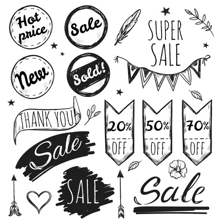 Hand Drawn Sale Tag Setのイラスト素材