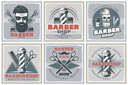 Barbershop Hipster Posters Setのイラスト素材