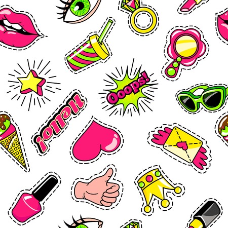 Elements For Girls Comic Style Patternのイラスト素材