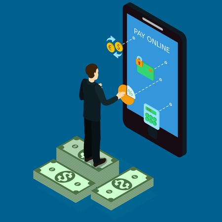 Internet Banking Isometric Designのイラスト素材