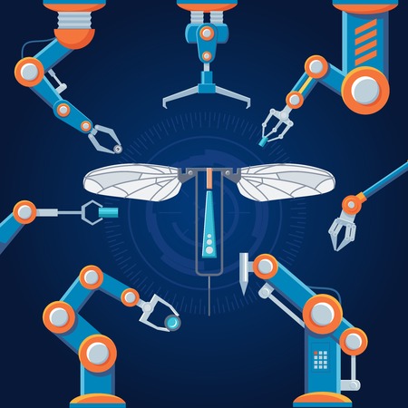 Engineering Manufacturing Robot Setのイラスト素材