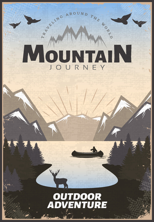 Mountain Travel Posterのイラスト素材