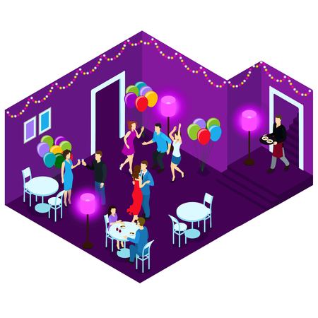 People At Party Isometric Illustrationのイラスト素材