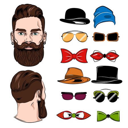 Male Head Accessories Setのイラスト素材