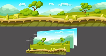 Landscape With Separated Layers For Gameのイラスト素材