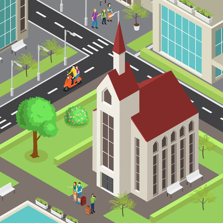 Tourist Sightseeing Isometric Templateのイラスト素材