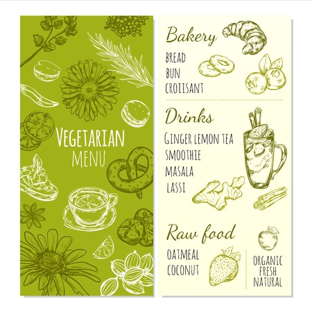 Vegetarian Menu Sketch Templateのイラスト素材