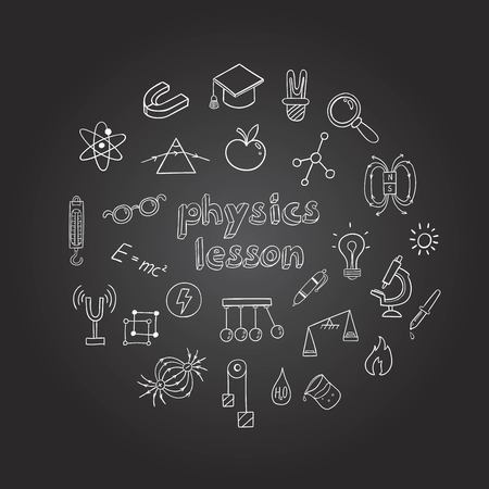 Physics Hand Drawn Icons Collectionのイラスト素材