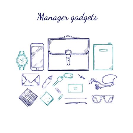 Manager Accessories Sketch Setのイラスト素材