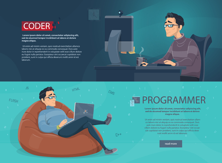 Freelance Workplace Horizontal Bannersのイラスト素材