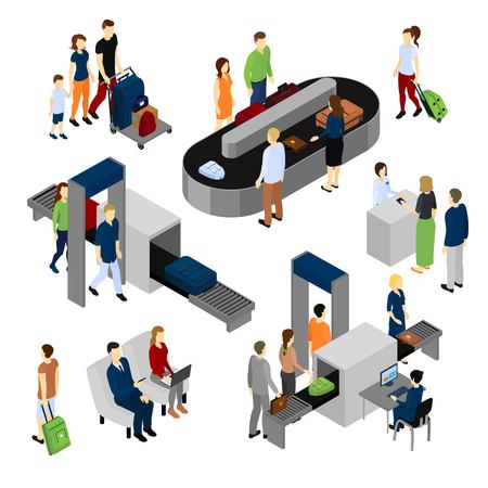 People In Airport Isometric Setのイラスト素材