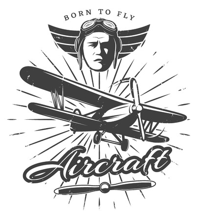 Monochrome Vintage Aircraft Labelのイラスト素材