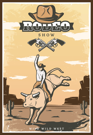 Vintage Rodeo Show Posterのイラスト素材
