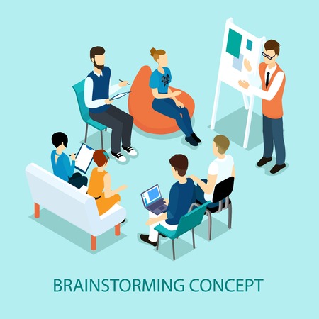 Coworking Isometric Templateのイラスト素材