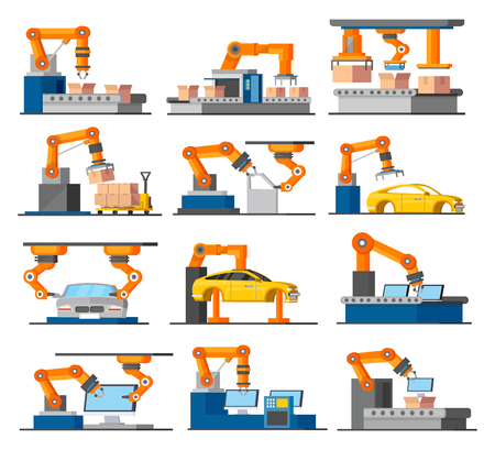 Automation Industrial Process Elements Setのイラスト素材