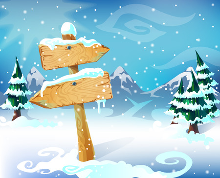 Cartoon Winter Landscape Templateのイラスト素材