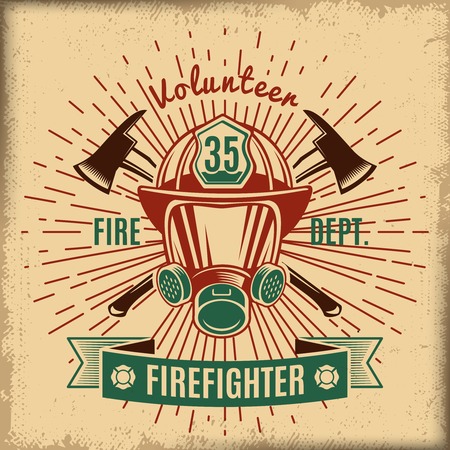 Vintage Firefighting Labelのイラスト素材