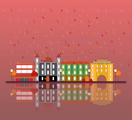 Autumn Urban City Landscape Conceptのイラスト素材