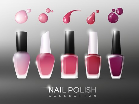 Realistic Nail Polish Collectionのイラスト素材