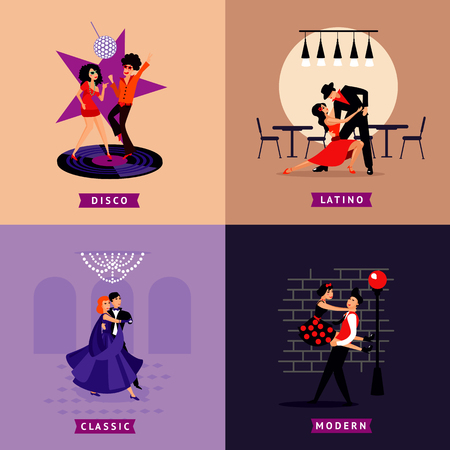 Flat Active People Compositionのイラスト素材