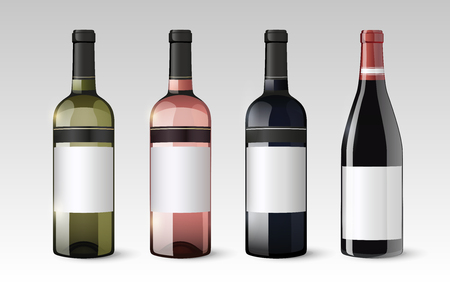 Realistic Glass Bottles Setのイラスト素材