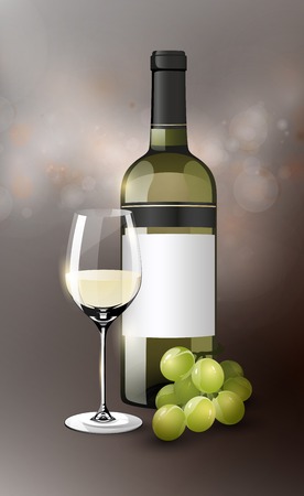 Realistic White Wine Templateのイラスト素材