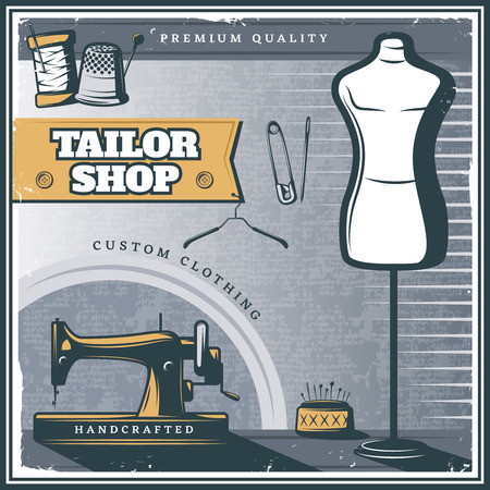 Vintage Tailor Shop Posterのイラスト素材