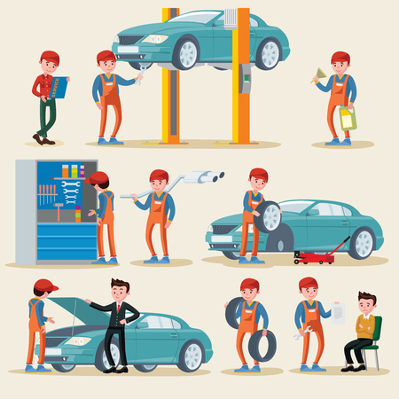 Car Service Elements Setのイラスト素材