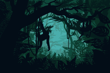 Natural Jungle Landscape Templateのイラスト素材