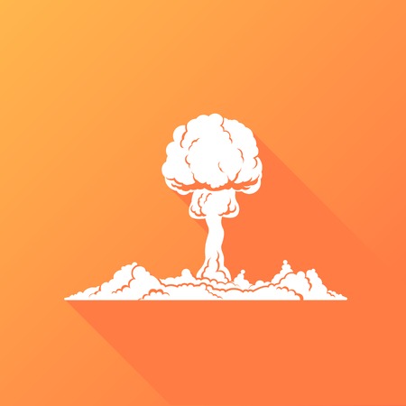 Nuclear Explosion White Silhouette Conceptのイラスト素材