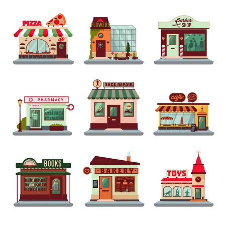 Colorful City Buildings Setのイラスト素材