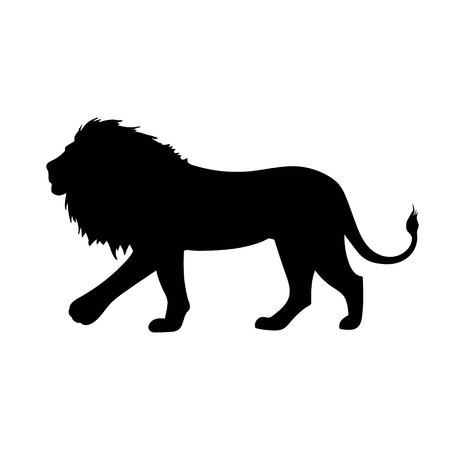 Walking black lion silhouette concept.のイラスト素材