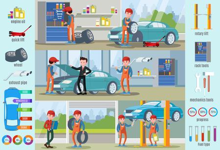 Car Repair Service Infographic Conceptのイラスト素材