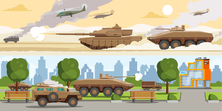 Military Equipment Horizontal Bannersのイラスト素材