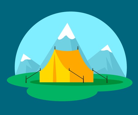 Flat Camping And Outdoor Recreation Conceptのイラスト素材