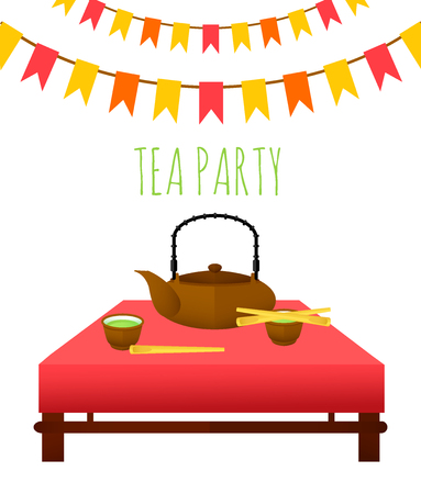 Flat Traditional Tea Party Templateのイラスト素材