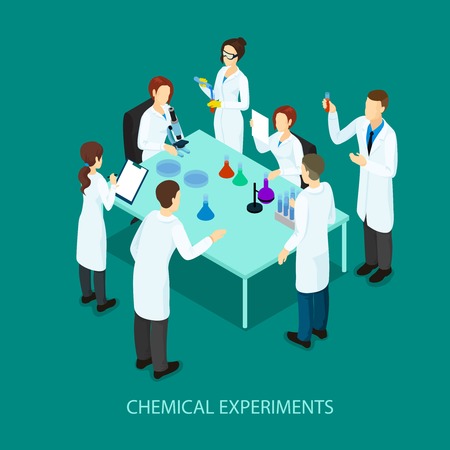 Isometric Chemical Research Templateのイラスト素材