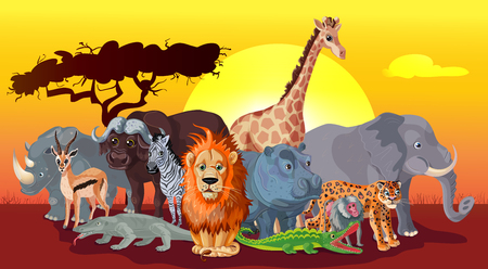 Cartoon African Fauna Templateのイラスト素材
