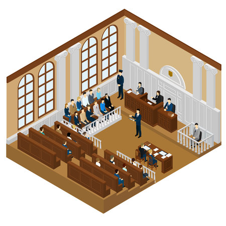 Isometric Judicial System Conceptのイラスト素材