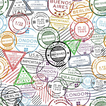 Retro Postal Seamless Patternのイラスト素材